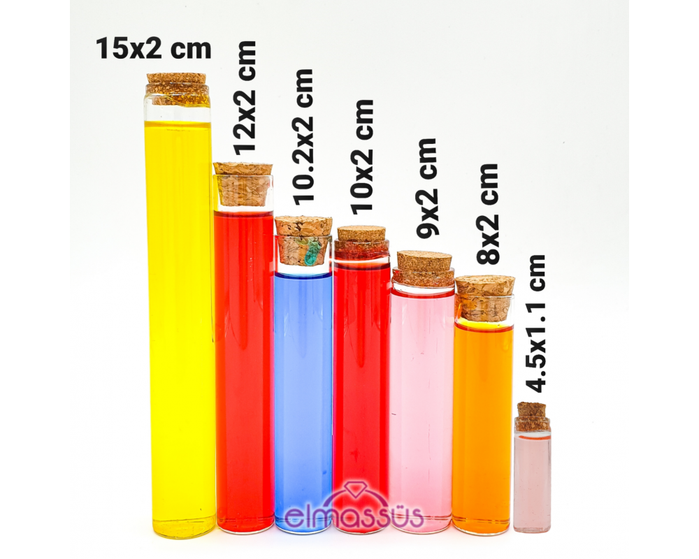 Mantar Tıpalı Deney Tüpü 10.2x2cm