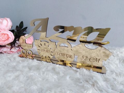 Yeni Doğan Masaüstü İsimlik Pleksi 40x20cm