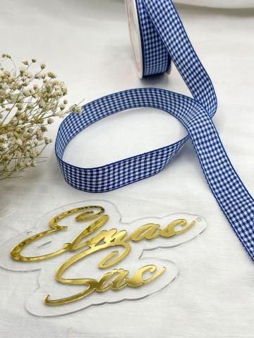 2.5 cm Ekose Kurdele (5 metre) Saks Mavisi