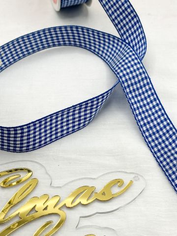 2.5 cm Ekose Kurdele (5 metre) Saks Mavisi