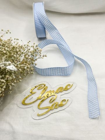 2.5 cm Ekose Kurdele (5 metre) Bebe Mavisi