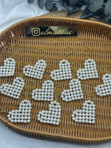 Kalpli İnci Anahtarlık 10 adet Kırmızı