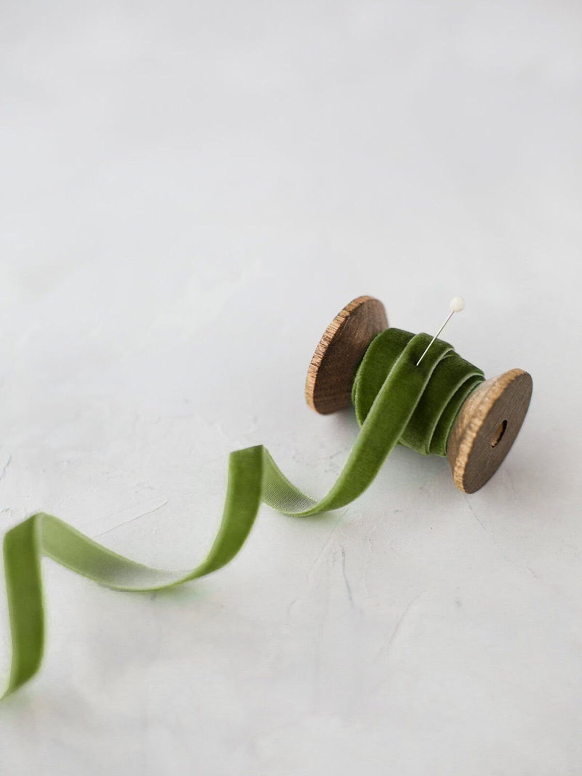 1cm Kadife Kurdele - 5m Haki