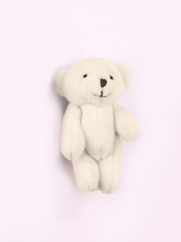 Mini Peluş Ayıcık Kapı Süsü Malzemesi - 8cm (5 adet) Beyaz