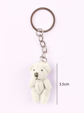 Peluş Ayıcık Anahtarlık ve Süsleme Malzemesi (10 adet) Beyaz - 3.5cm