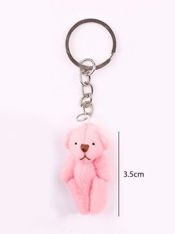 Peluş Ayıcık Anahtarlık ve Süsleme Malzemesi (10 adet) Pembe - 3.5cm