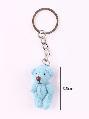 Peluş Ayıcık Anahtarlık ve Süsleme Malzemesi (10 adet) Mavi - 3.5cm