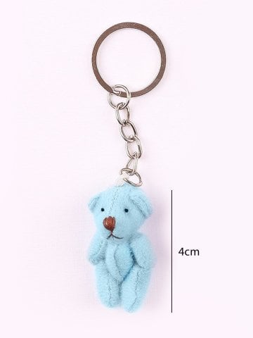 Peluş Ayıcık Anahtarlık ve Süsleme Malzemesi (10 adet) Mavi - 4cm