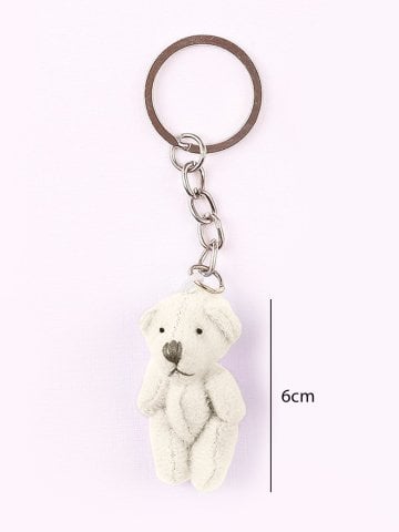 Peluş Ayıcık Anahtarlık ve Süsleme Malzemesi (10 adet) Beyaz - 6cm