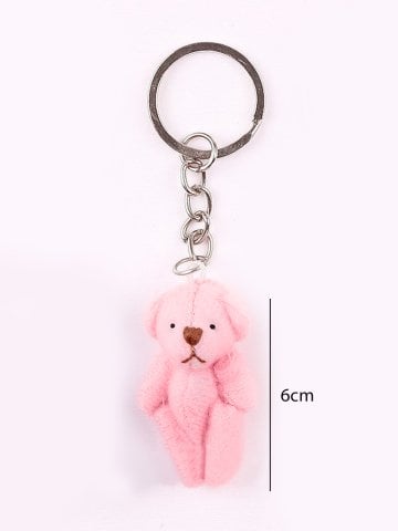 Peluş Ayıcık Anahtarlık ve Süsleme Malzemesi (10 adet) Pembe - 6cm