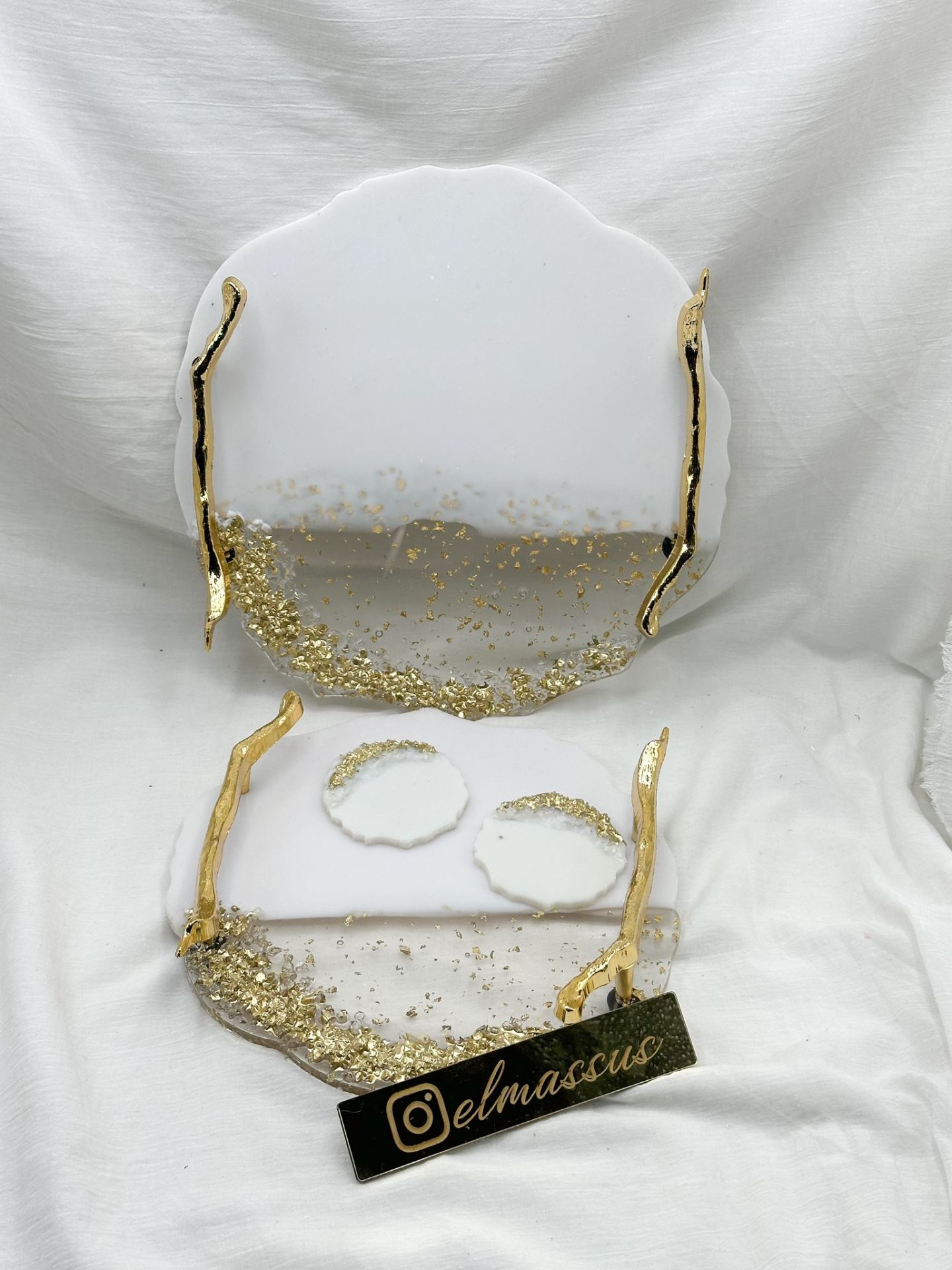 Varaklı Epoksi Tepsi Gold