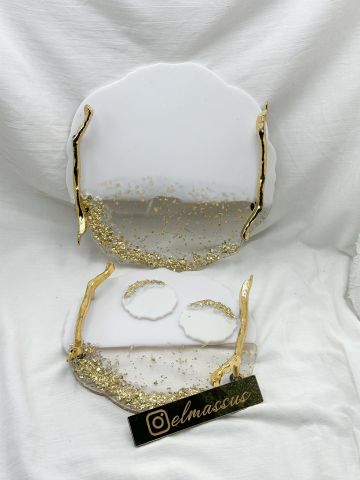 Varaklı Epoksi Tepsi Gold