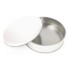 Metal Madlen Çikolata Kutusu Yuvarlak Beyaz - 500gr