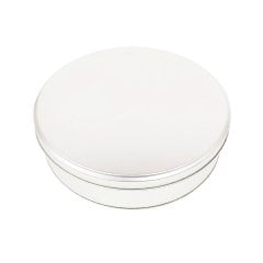 Metal Madlen Çikolata Kutusu Yuvarlak Beyaz - 1000gr