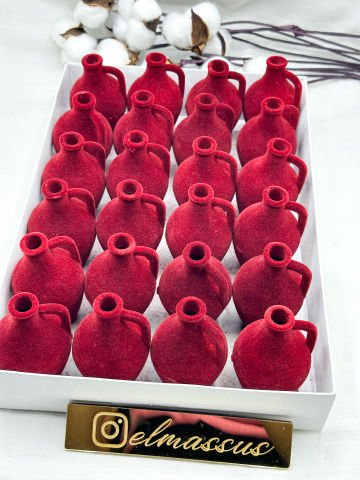 Hediyelik Kutu Testi Flok Kaplama (24lü) Bordo