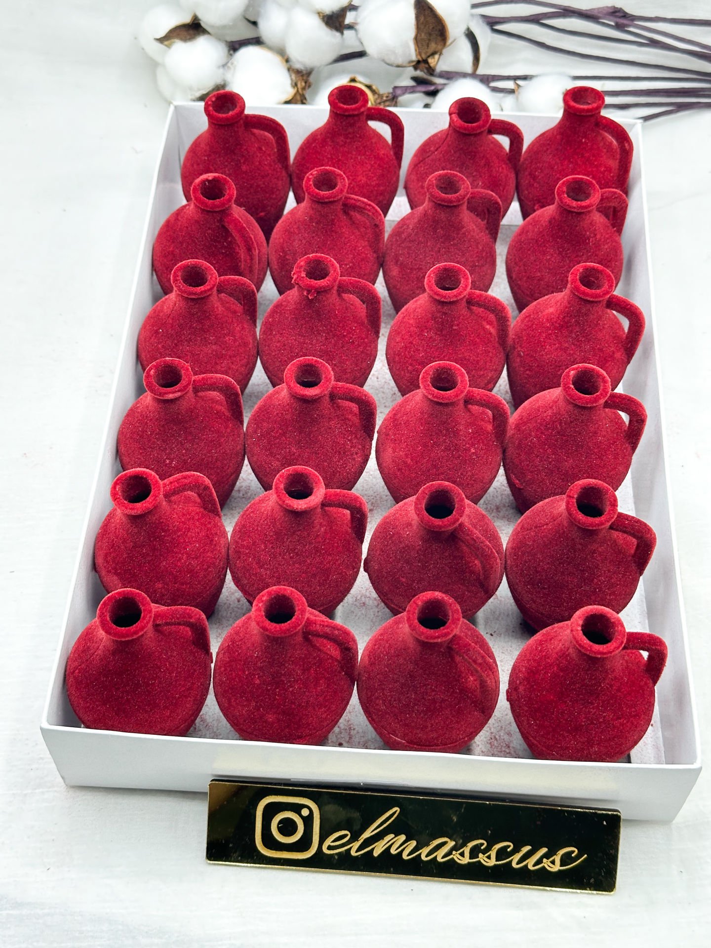 Hediyelik Kutu Testi Flok Kaplama (24lü) Bordo