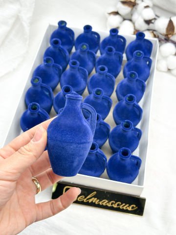 Hediyelik Kutu Testi Flok Kaplama (24lü) Saks Mavisi