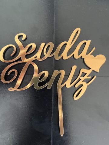 Kalp Süslü Detaylı Pasta Pleksisi 15cm