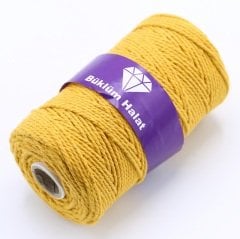 İki Büküm Makrome İpi (3mm - 500gr) Hardal Sarısı