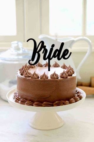 Bride' Yazılı Siyah Pasta Pleksisi 15cm