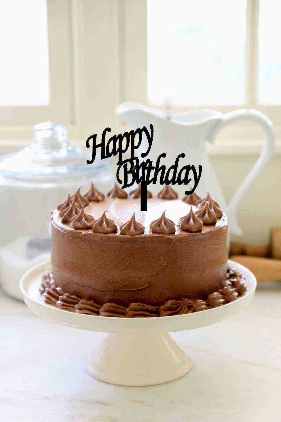 Happy Birthday' Yazılı Siyah Pasta Pleksisi 15cm