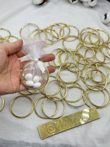 Hediyelik Yuvarlak  Metal Halka    50 adet Gold - 4cm