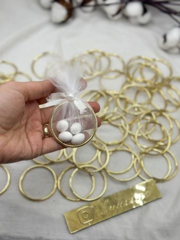 Hediyelik Yuvarlak  Metal Halka    50 adet Gold - 4cm