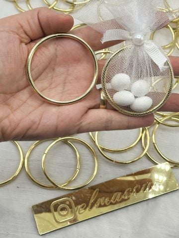 Hediyelik Yuvarlak  Metal Halka    50 adet Gold - 4cm