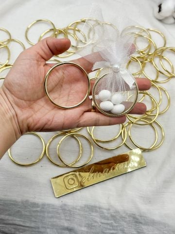 Hediyelik Yuvarlak  Metal Halka    50 adet Gold - 4cm