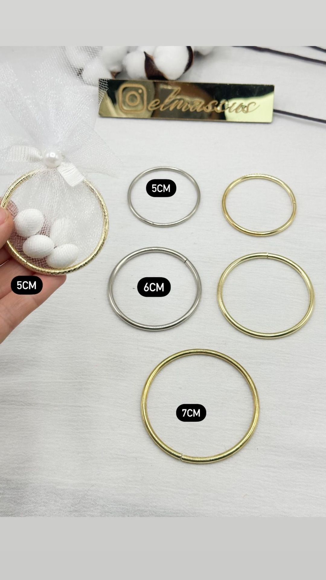 Hediyelik Yuvarlak  Metal Halka    50 adet Gold - 5cm