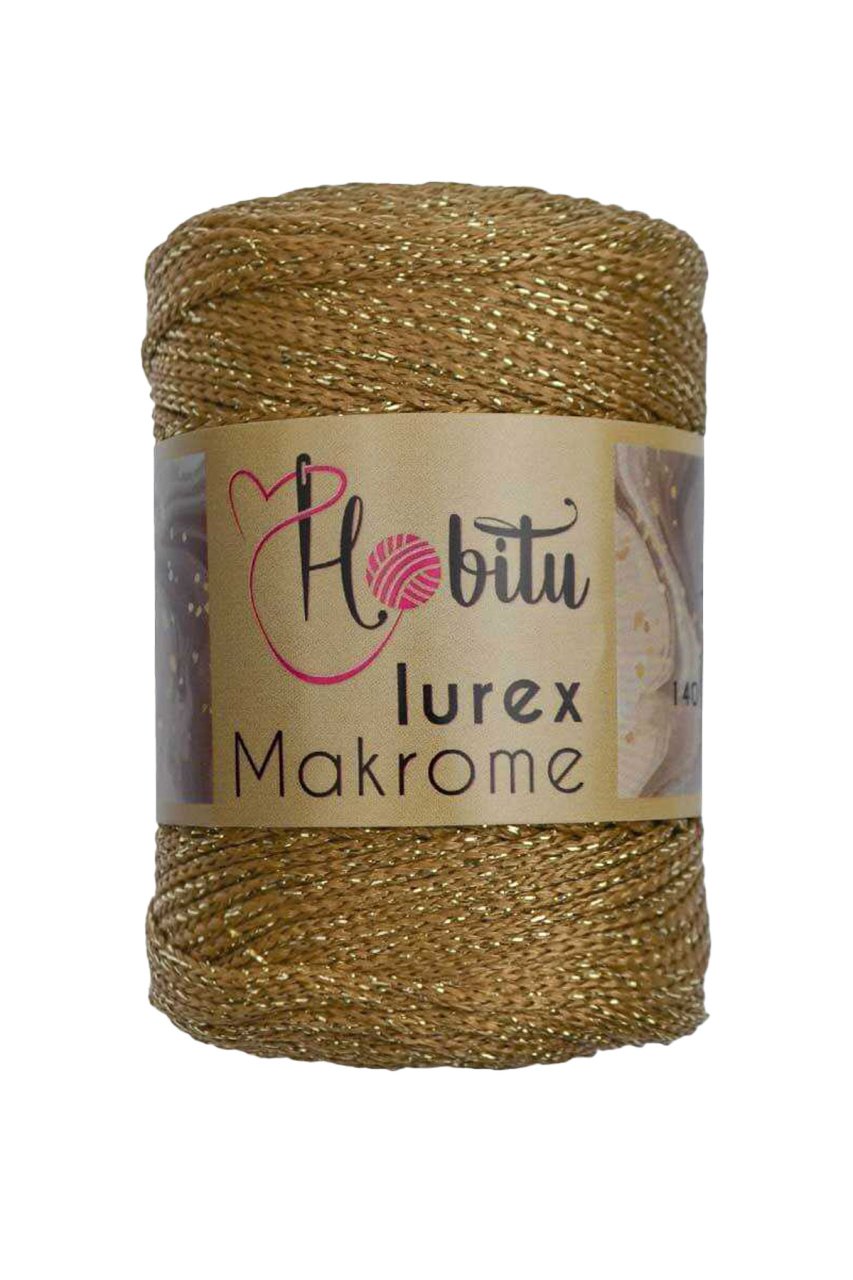 Polyester Simli Makrome El Örgü ipi Altın - Altın