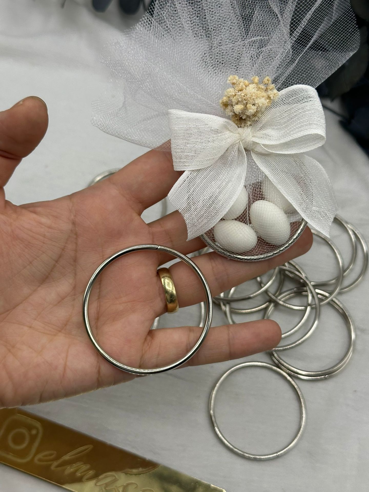 Hediyelik Yuvarlak  Metal Halka    50 adet Gümüş - 5cm