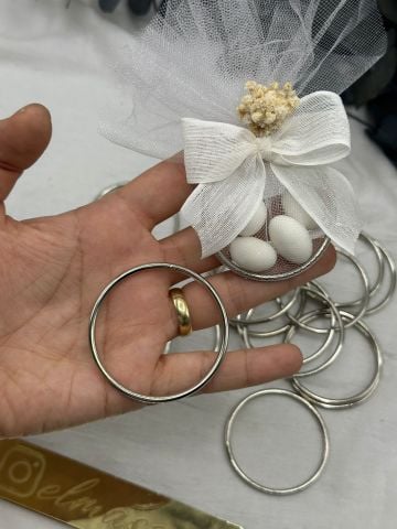 Hediyelik Yuvarlak  Metal Halka    50 adet Gümüş - 5cm