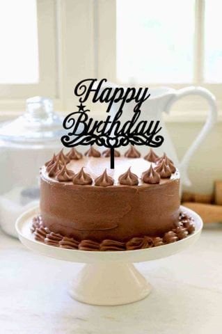 Happy Birthday' Yazılı Yıldızlı Siyah Pasta Pleksisi 15cm