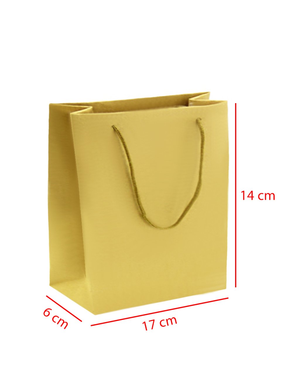 14 x 6 x 17 İp Saplı Kağıt Çanta (25 adet) Altın