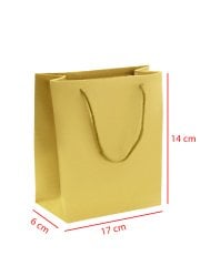 14 x 6 x 17 İp Saplı Kağıt Çanta (25 adet) Altın