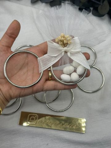 Hediyelik Yuvarlak  Metal Halka    50 adet Gümüş - 6cm