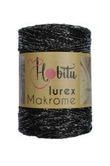 Polyester Simli Makrome El Örgü ipi Siyah - Gümüş