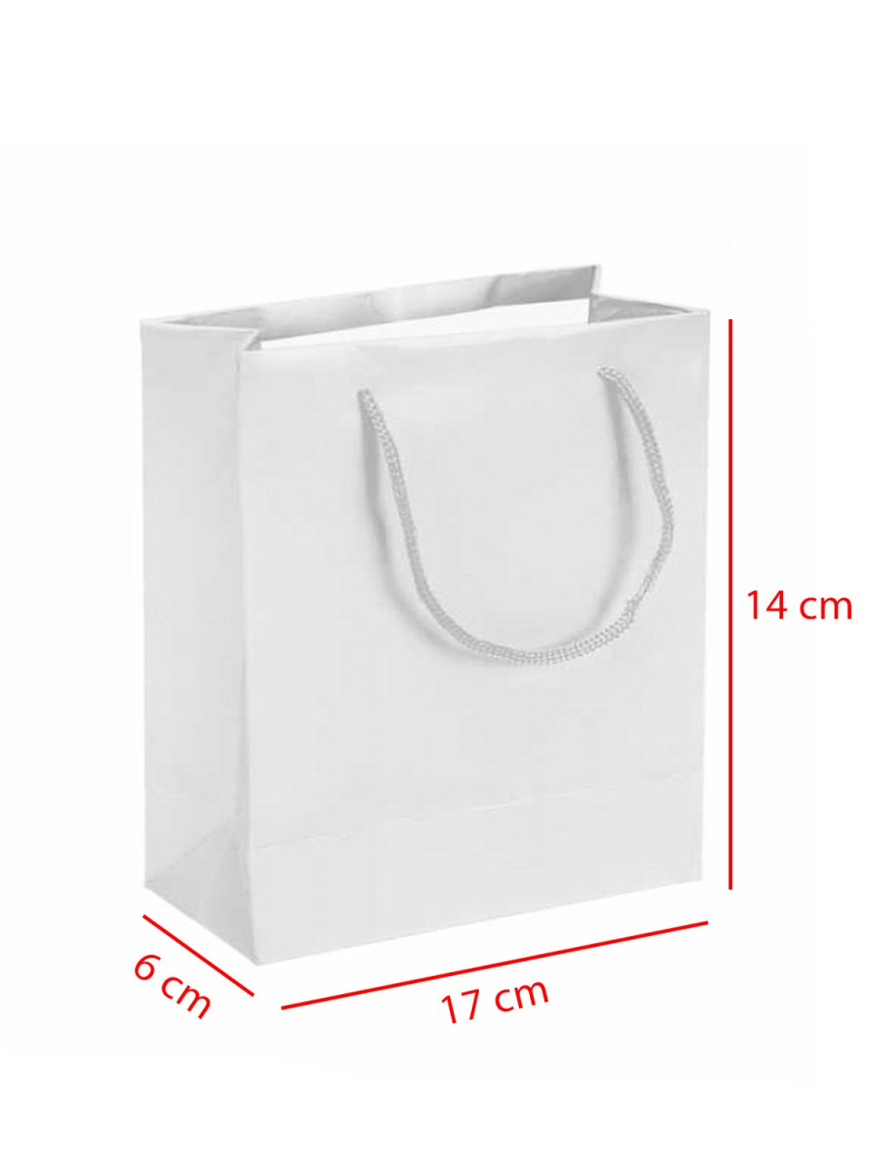14 x 6 x 17 İp Saplı Kağıt Çanta (25 adet) Beyaz