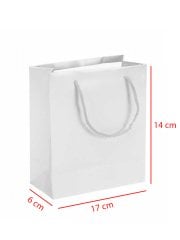 14 x 6 x 17 İp Saplı Kağıt Çanta (25 adet) Beyaz