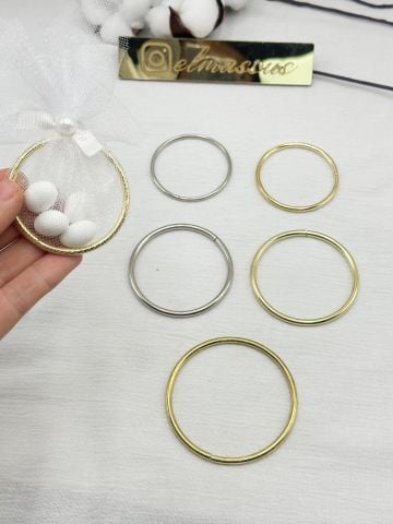 Hediyelik Yuvarlak  Metal Halka    50 adet Gold - 7cm