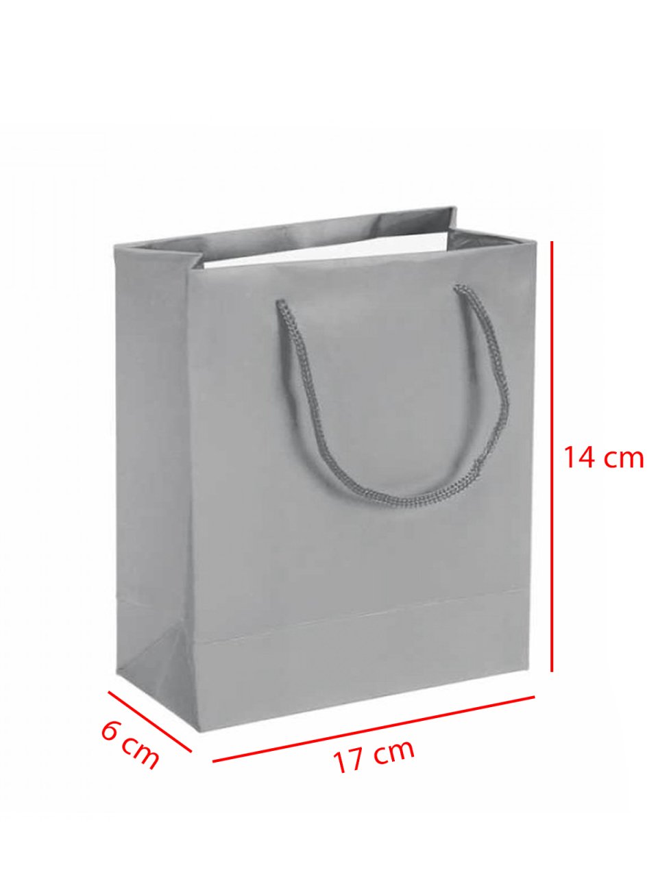 14 x 6 x 17 İp Saplı Kağıt Çanta (25 adet) Gümüş