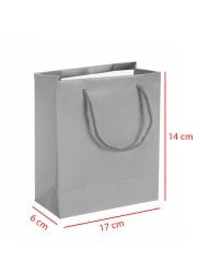 14 x 6 x 17 İp Saplı Kağıt Çanta (25 adet) Gümüş