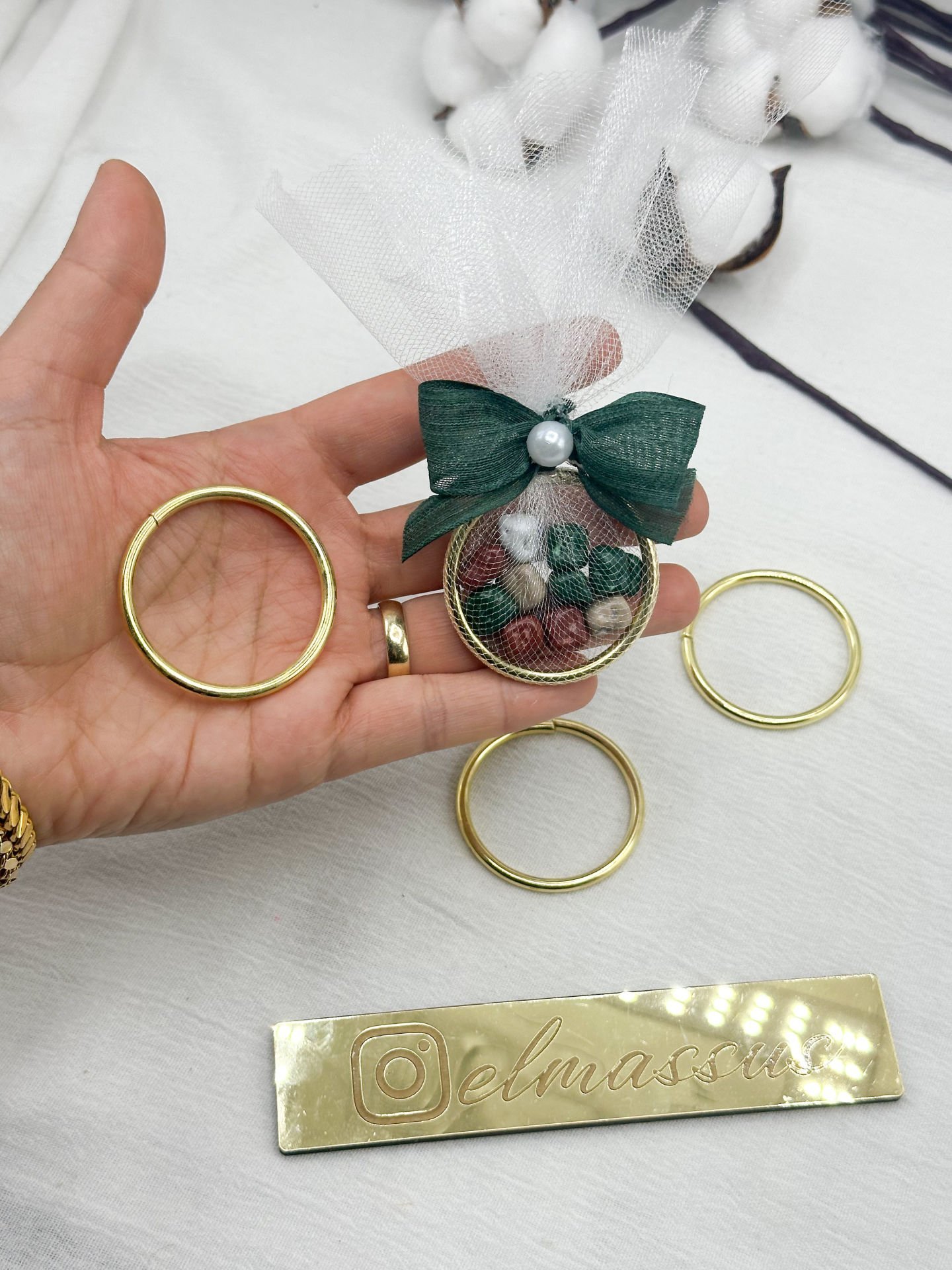 Hediyelik Yuvarlak  Metal Halka    50 adet Gold - 4cm