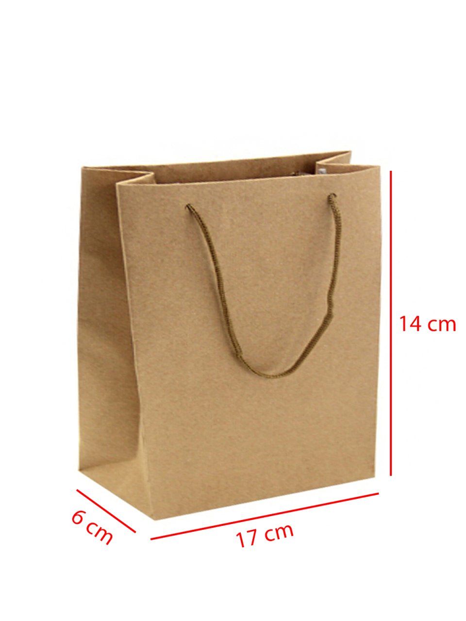 14 x 6 x 17 İp Saplı Kağıt Çanta (25 adet) Kraft