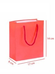 14 x 6 x 17 İp Saplı Kağıt Çanta (25 adet) Kırmızı