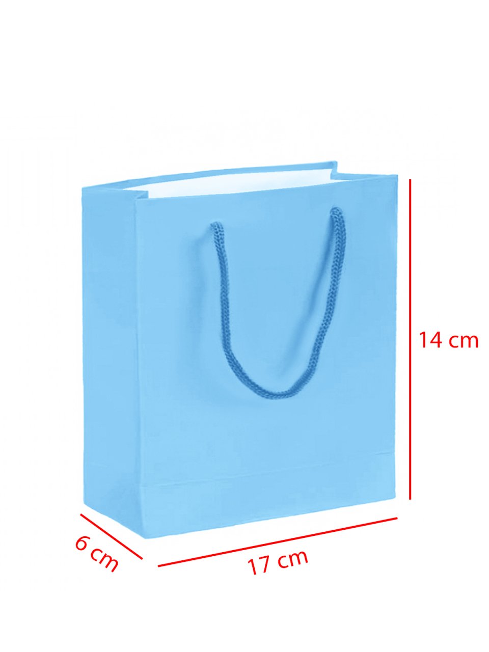 14 x 6 x 17 İp Saplı Kağıt Çanta (25 adet) Mavi