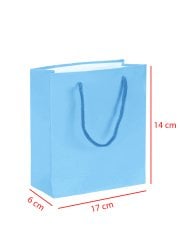 14 x 6 x 17 İp Saplı Kağıt Çanta (25 adet) Mavi