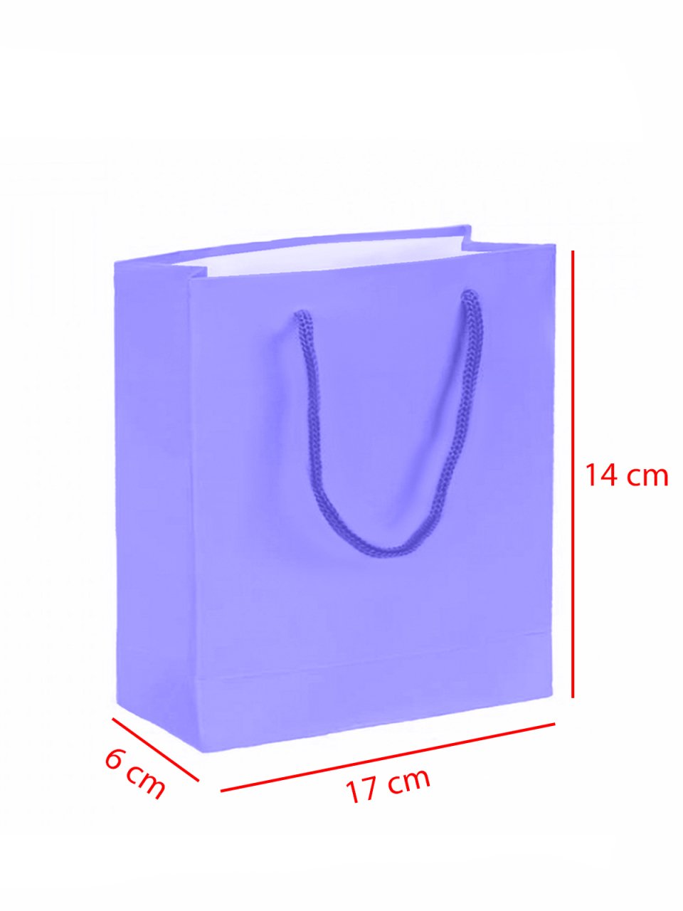 14 x 6 x 17 İp Saplı Kağıt Çanta (25 adet) Mor