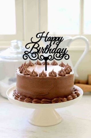 Happy Birthday' Yazılı Süslü Siyah Pasta Pleksisi 15cm